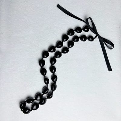 Nouveau Collier Européen et Américain Noir à Nœud Couronne en Ruban de Remise des Diplômes black
