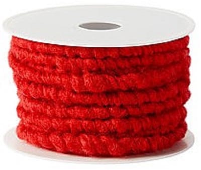 ZoeZo Design - wolkoord - viltwol - lontdraad - decoratiewol - knutselen - bloemschikken - 10 m1 Ø 1 cm - rood - op spoel