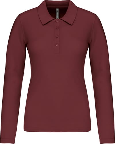 Kariban Piqué-damespolo lange mouwen K257 - Wine - XS