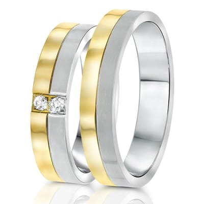 Lucardi Dames Vriendschapsring Parijs zirkonia - Ring - Cadeau - Staal - Zilver- en Goudkleurig