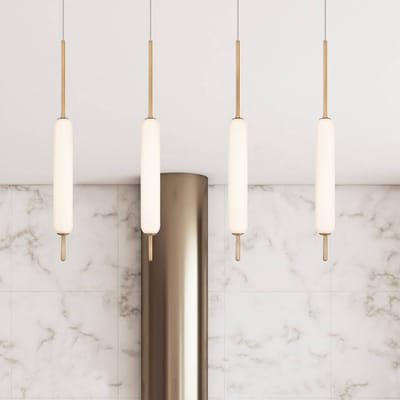 Quintiesse LED hanglamp CUMBERLAND, goud, Ø 13 cm, metaal/glas