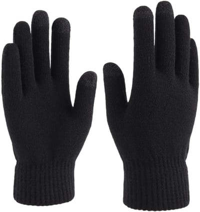 Thermisch gebreide handschoenen - Vrije maat - Warme winter Buitensporten Fijn gebreide handschoenen - Zwart - Unisex Dames Heren