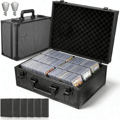SnelShoppen - Top Loader Aufbewahrungsbox voor 600+ 3" x 4" Trading Cards, Aluminium Alloy, 35PT Toploader, Met Verdelers en Sleutelslot, Ideaal voor