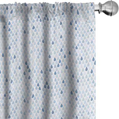ABAKUHAUS blauw-witte gordijnen – regendruppels – 2x75x175 cm