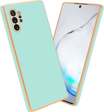 Cadorabo Hoesje geschikt voor Samsung Galaxy NOTE 10 PLUS in Glossy Mintgroen - Goud - Beschermhoes Case Cover van flexibel TPU-silicone en met camerabescherming