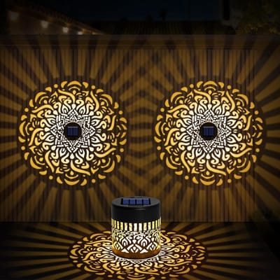 Set van 2 Marokkaanse Tuinlampen - IP65 Waterdichte LED Solar Lampen voor Buitenverlichting, Balkon, Patio en Tuin Decoratie