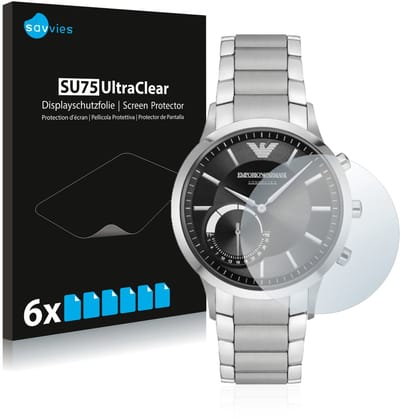 Savvies - Screenprotector voor Emporio Armani Connected Smartwatch Hybrid - Folie Beschermfolie transparant 6 Stuks