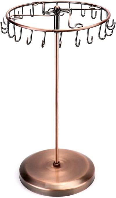Draaibare sieradenstandaard met 23 haken, sieradenboom voor kettingen, armbanden, ringen en oorbellen, H34.8 x B20.5cm, perfect voor georganiseerd opbergen