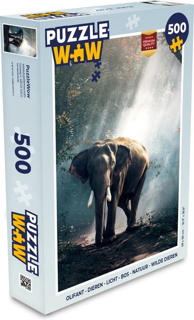 Puzzel Olifant - Dieren - Licht - Bos - Natuur - Wilde dieren - Legpuzzel - Puzzel 500 stukjes