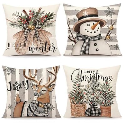 Kerst Kussenslopen 18x18 Set van 4 voor Winterse Decoratie
