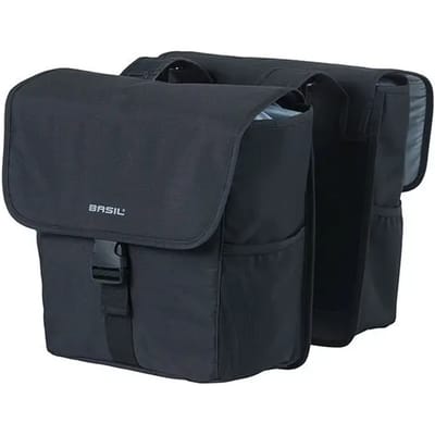 Basil GO - Dubbele fietstas - 32 Liter - Waterafstotend - Reflectiedetails - Zwart