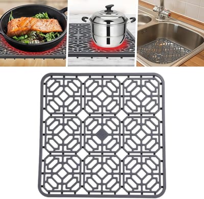 Siliconen afvoerbak 30x30 cm, hittebestendige en antislip druipmat voor keuken met steunvoetjes