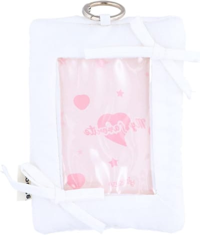 Mini-kussen opbergtas voor fotokaarthouder, 3 inch beschermhoes met ring, wit, 11,7 x 8,5 cm, ideaal voor foto's, accessoires en organisatie