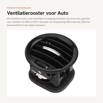 Dailygoods- Ventilatierooster Hoogwaardig ABS - Vervanging 13203702 - Geschikt voor D 2006-2014 - Eenvoudig te installeren - Duurzaam - Roestvrij - Dashboardrooster
