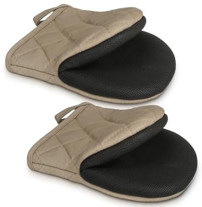 Hittebestendige Ovenhandschoenen met Antislip Siliconen - Set van 2 - Keuken- en Bakhandschoenen - 7 Inch Bruin