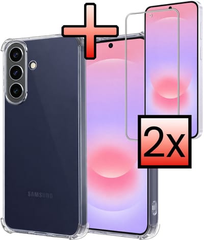 Hoesje - Met Screenprotector - 2 Stuks - Geschikt voor Samsung Galaxy A37 - Sterk & Shockproof - Siliconen Case - Back Cover - Telefoon Hoes - Shock Proof - Transparant