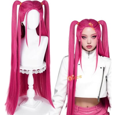 Perruque Rumi Mira Zoey Hommes Femmes Perruques Synthétiques Perruque+Bonnet de Perruque Gratuit Anime Cosplay Fête d'Halloween Accessoire Adulte (as the picture,One Size) pink