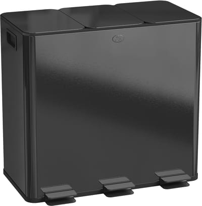 Prullenbak 3 vakken - Trio Pedaalemmer 3X20 Liter - Prullenbak Afvalscheiding - Vuilnisbak voor Huishouden en Kantoor - Recycle Vuilbak