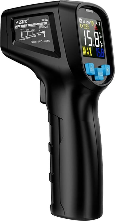 Infrarood Thermometer - Van -50- tot +400 Celsius - Geschikt voor Industrie - Voor bijv. koken, suiker, airco meten - Werkt op Staal, Eten, Plastic, Keramiek