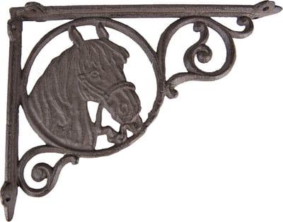 Clayre & Eef Hoekijzer 3x24x18 cm Bruin Ijzer Paard Plankdrager
