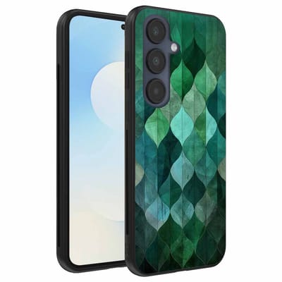 Geschikt voor Samsung Galaxy S25 FE Telefoonhoesje met Groene Bladeren Opdruk - TPU Backcover Case Green Leafs Design - Groen - Smartphonica geschikt voor Samsung Galaxy S25 FE
