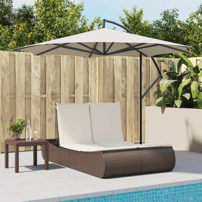 vidaXL - Ligbed - 2-persoons - met - kussens - poly - rattan - bruin