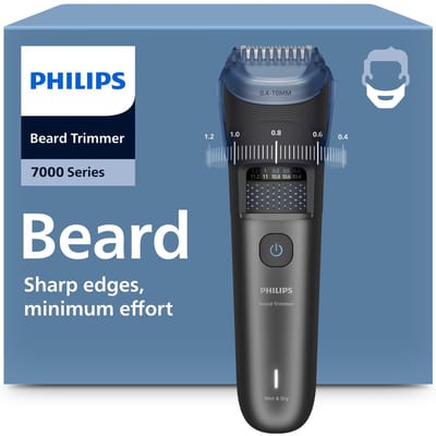 Philips Series 7000 Baardtrimmer mannen - 4 Trimkammen - Dockingstation- Waterproof - Haaropvangsysteem - Opbergetui - Snel laden - Zwart - BT7665/15