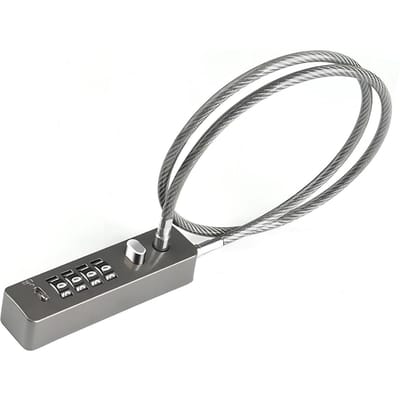 Stalen Kabel Slot 4 Cijferig Wachtwoord Slot Touw Combinatieslot voor Fiets Locker Hek Opbergkast Zwart grijze kleur