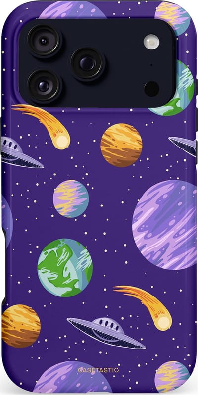 Casetastic hoesje geschikt voor Apple iPhone 17 Pro Max - MagSafe - Dubbellaagse bescherming - Ufo verkeer - Fashion Case - Donkerblauw Lavendel