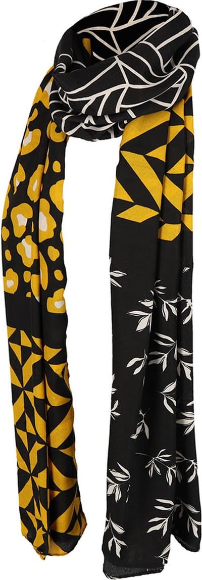 Dames Sjaal Zwart-Oker Dames Sjaal Zwart-Oker met Camouflage Print