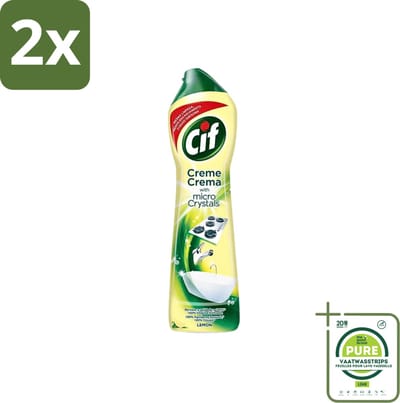 Cif - Badkamer & Keuken - Schuurmiddel - Cream Lemon - 500 ml - Voordeelverpakking - 2 stuks - Schoonmaakmiddel - Schuurmiddel