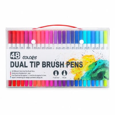 48 kleuren aquarelstiften met dubbele punt zachte punt en tekenpunt wit lichaam in geschenkverpakking