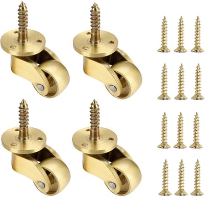 OmGoods - Dailygoody - Universele Meubelwielen - 360° Draaibaar - Hoogwaardige Messing - 22 mm - Stevige Vervangingswielen - Geschikt voor Meubels - Multi-