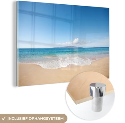 MuchoWow® Glasschilderij 120x80 cm - Schilderij acrylglas - Zee - Turquoise - Hawaii - Foto op glas - Muurdecoratie woonkamer - Wanddecoratie slaapkamer - Schilderijen