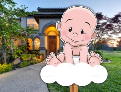 geboortebord kale baby jongetje op wolk 60 cm