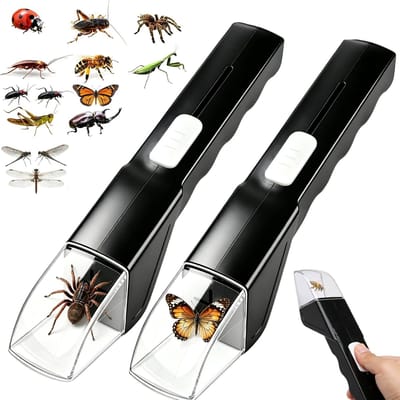 Insectenvanger - Spinnenvanger - Contactloos insecten vangen - Met kijkvenster en snelmechanisme - Voor natuurverkenning - 2 stuks - Zwart