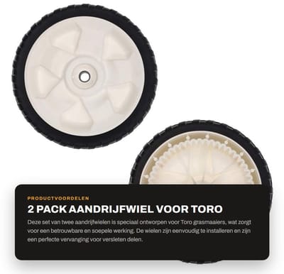 Cosensi- Aandrijfwiel Vervanging voor Toro - 2 Wielen - Wielmaat 8" - Boring Maat 1/2" - Naafoffset 3/4" - Compatibel met diverse modellen - Maaiwiel