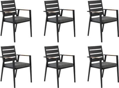 TAVIANO - Tuinstoel set van 6 - Zwart - Aluminium
