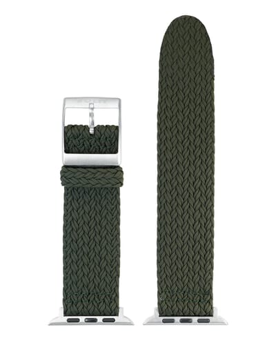 EULIT perlon horlogeband geschikt voor Apple Watch 38/40/41 maat - Serie 1/2/3/4/5/6/7/8/9/10 + SE - palma pacific smart - 20 mm - olijfgroen groen - metalen gesp - incl.adapter
