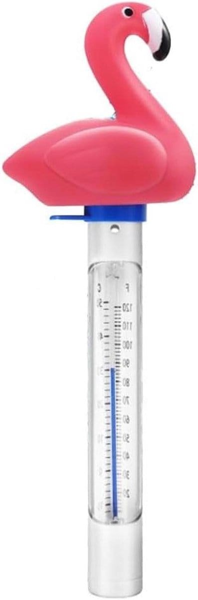 Zwembadthermometer Flamingo - Watermeter Spa - Temperatuur Meten - Drijvend Ontwerp - 20 x 10 x 7 cm - Roze