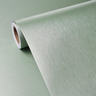 Zelfklevende Folie - Meubelfolie Keuken - Keuken Opfrissen - Geborsteld Roestvrij Staal Look - 40CM x 2M - Lichtgroen