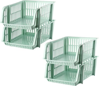 Plasticforte Stapelbare opbergmand - 4x - Mintgroen - 16L - kunststof - 38 x 28 x 15 cm