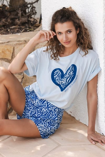 MyRebelle - Shortama - Blue Bay - Biologisch Katoen - Blauw - Maat 40