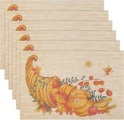 JGS ® Herfsttafelonderleggers Set van 6 Wasbare Antislip Tafelbeschermers voor Herfstdecoratie