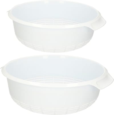 Plasticforte kunststof keuken vergieten - combi set - wit - 27 x 10 cm en 23 x 9 cm