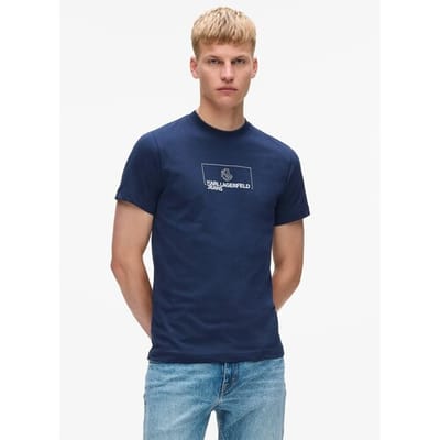 Karl Lagerfeld Jeans Outline Logo Slim Fit T-shirt Met Korte Mouwen Blauw S Man