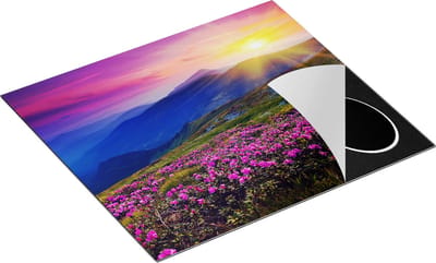 Chefcare Inductie Beschermer Roze Rhododendron Bloemenveld - Bergen - 60x50 cm - Afdekplaat Inductie - Kookplaat Beschermer - Inductie Mat