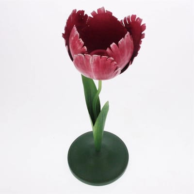 Tulp kandelaar roze 10x10x29,8cm