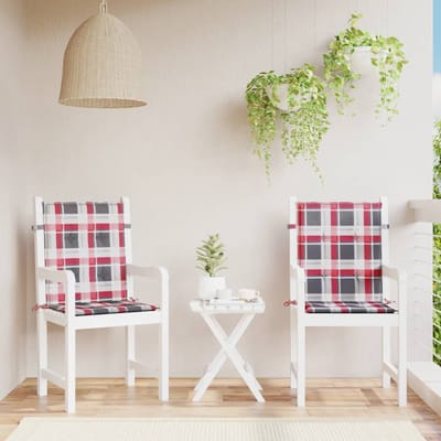vidaXL - Tuinstoelkussens - 2 - st - 100x50x3 - cm - oxford - stof - ruitpatroon - rood