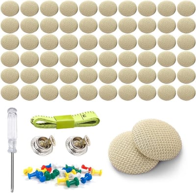 JNNJ 60 stuks dakhemelreparatieset, autodak vervangende gesp, auto dakhemelreparatie met spelden, schroevendraaier, meetlint, autodakreparatieknop (beige)